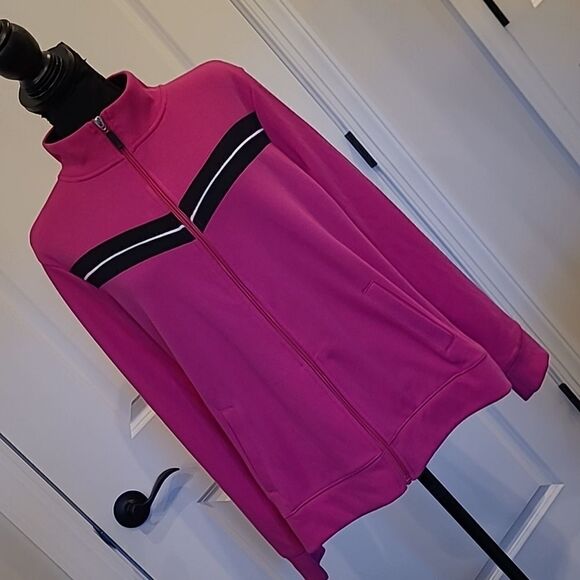 Kim Roger's  sz L Activewear pink & black Activewear jacket, zip front - Picture 1 of 9